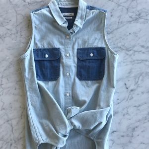 Rag and Bone Two Toned Denim Blouse S